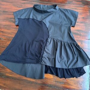 OZAI N KU Top, mixed media, Asymmetric, lagenlook, size XS